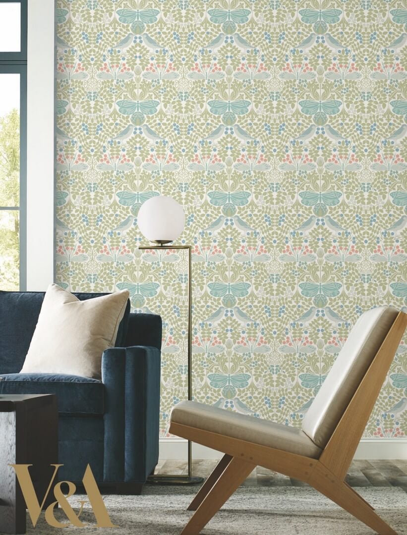 Tapeta botaniczny ogród York Wallcoverings AC9164 Butterfly Garden Art & Crafts