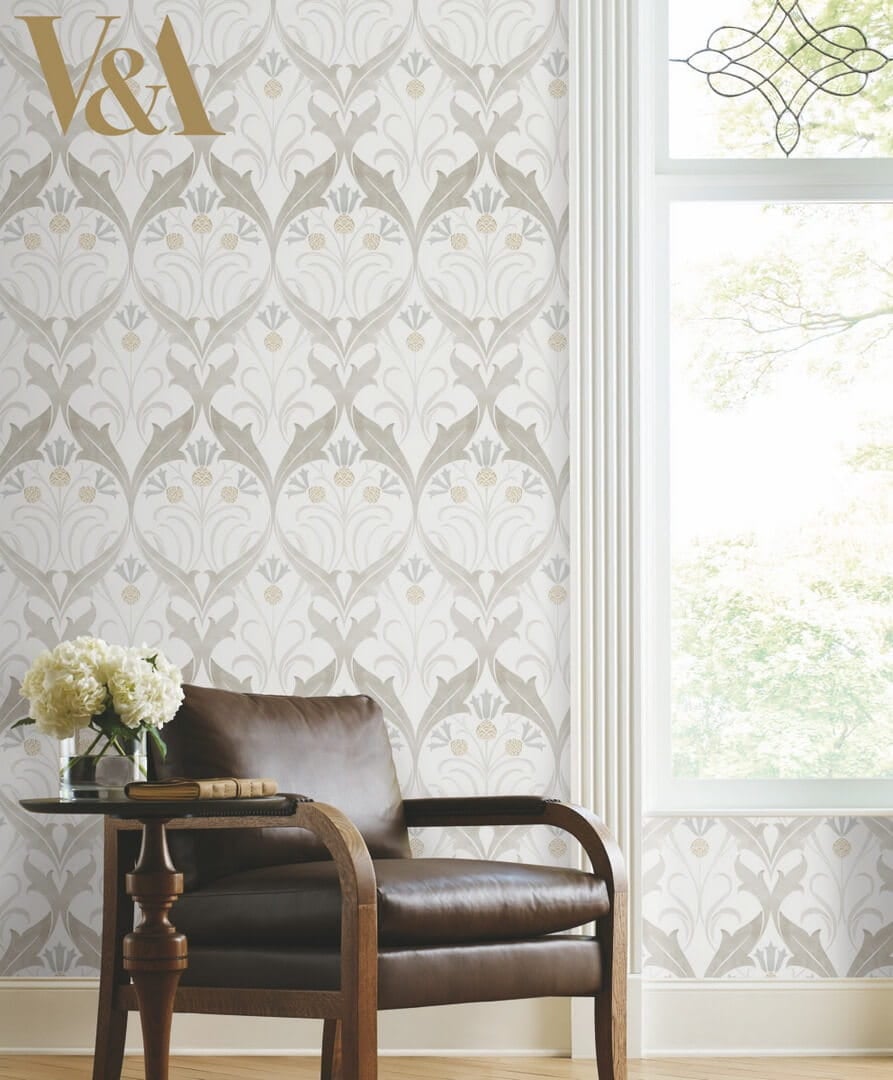 Tapeta liście i kwiaty bławatka York Wallcoverings AC9172 Pinecone Ribbon Art & Crafts