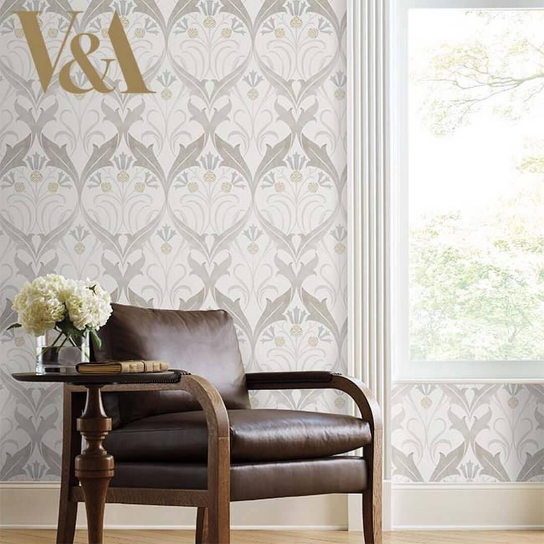Tapeta liście i kwiaty bławatka York Wallcoverings AC9172 Pinecone Ribbon Art & Crafts