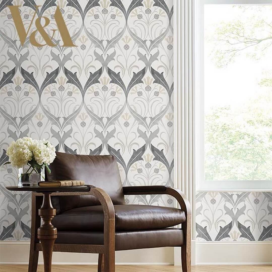 Tapeta liście i kwiaty bławatka York Wallcoverings AC9174 Pinecone Ribbon Art & Crafts