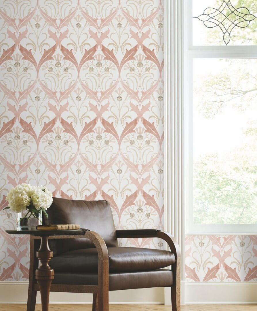 Tapeta liście i kwiaty bławatka York Wallcoverings AC9175 Pinecone Ribbon Art & Crafts
