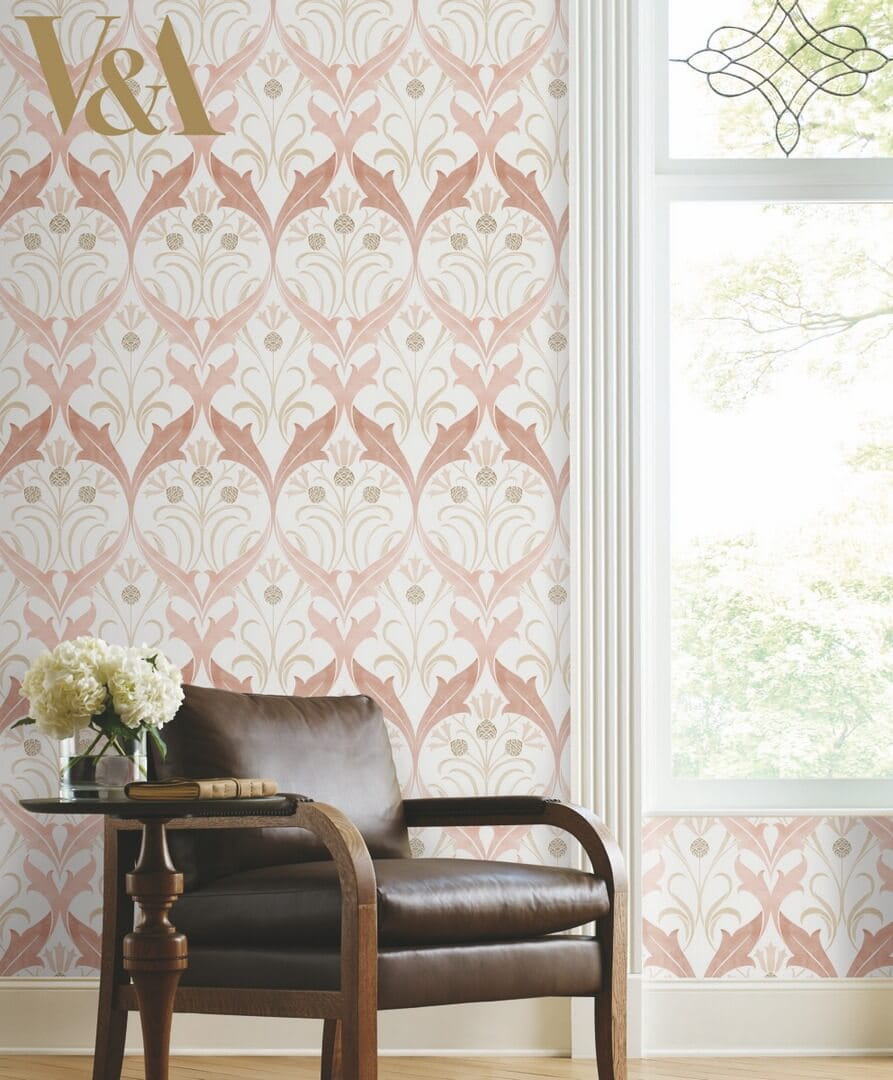 Tapeta liście i kwiaty bławatka York Wallcoverings AC9175 Pinecone Ribbon Art & Crafts