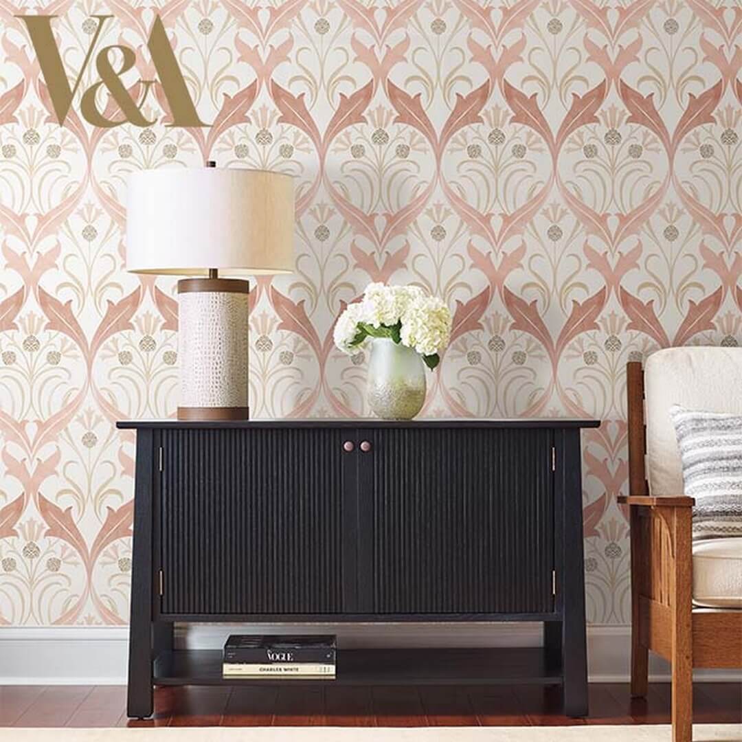 Tapeta liście i kwiaty bławatka York Wallcoverings AC9175 Pinecone Ribbon Art & Crafts