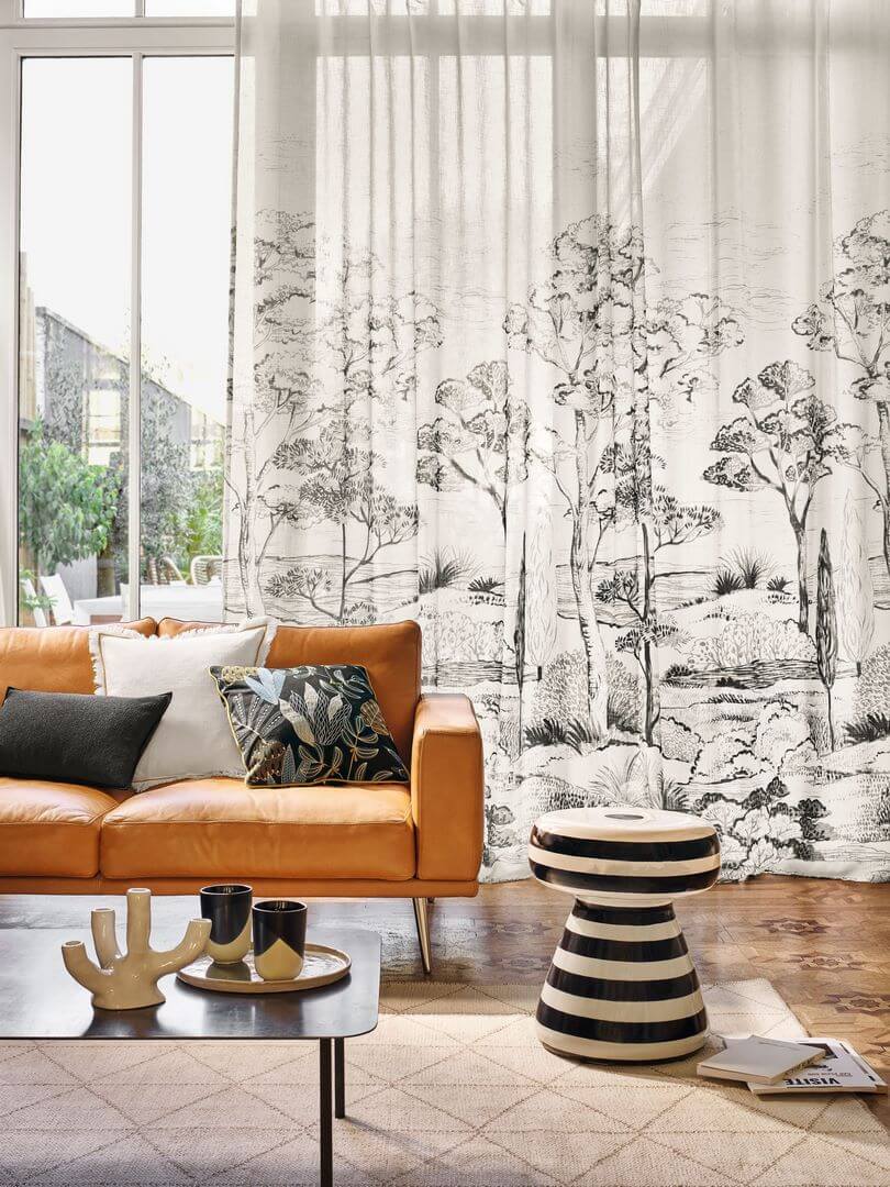 Tkanina woal śródziemnomorski krajobraz Camengo 35570125 Kimono Poesie Sauvage - 280 cm szer.