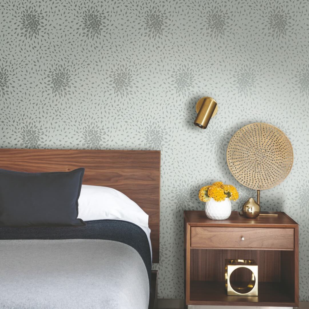 Tapeta drobne liście York Wallcoverings MD7101 Petite Leaves Modern Metals 2