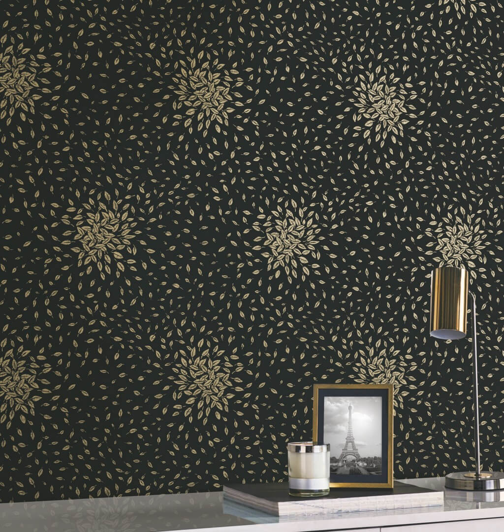 Tapeta drobne liście York Wallcoverings MD7102 Petite Leaves Modern Metals 2