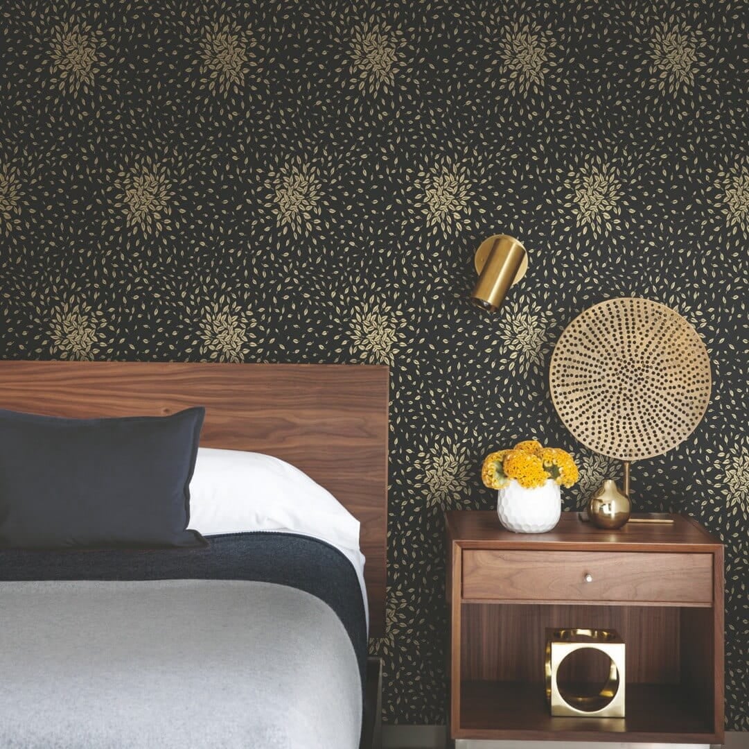 Tapeta drobne liście York Wallcoverings MD7102 Petite Leaves Modern Metals 2