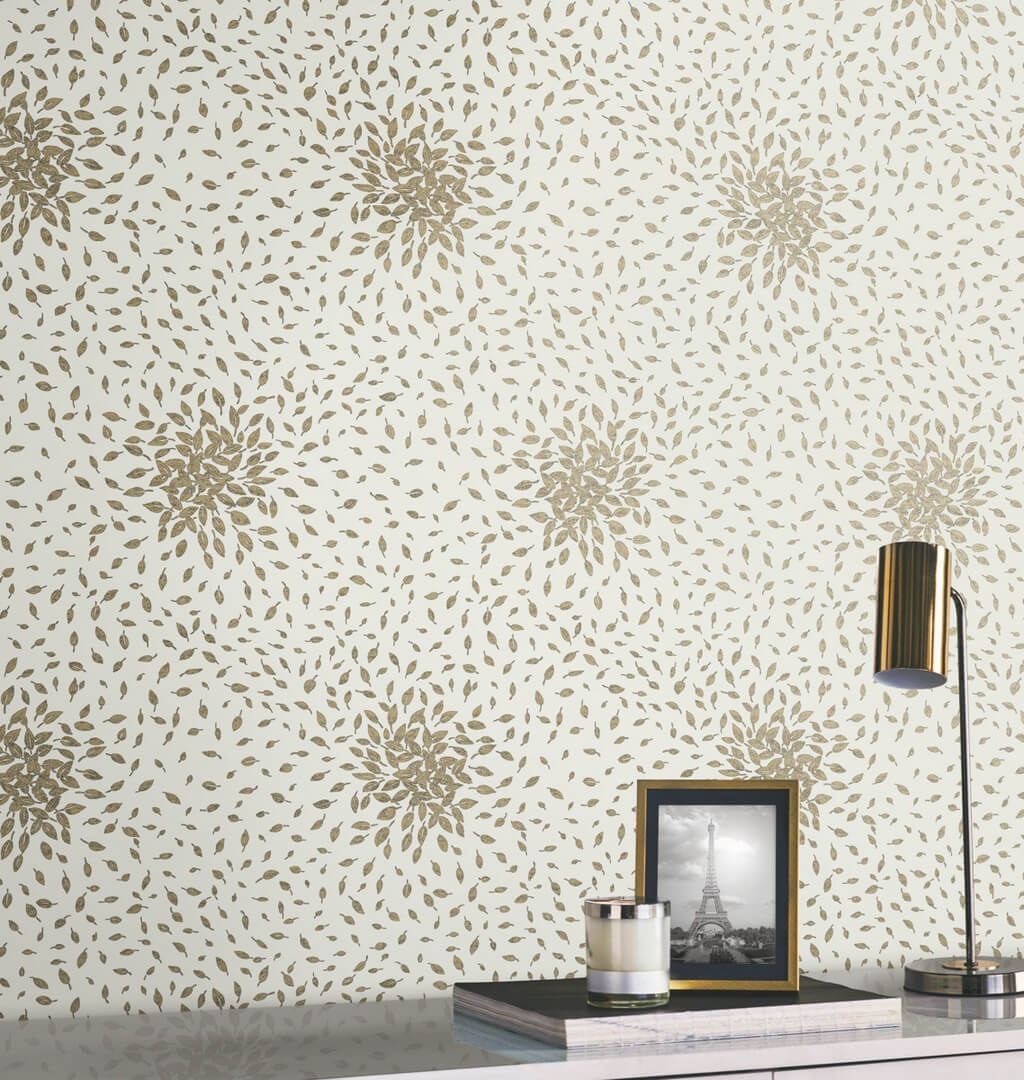 Tapeta drobne liście York Wallcoverings MD7103 Petite Leaves Modern Metals 2