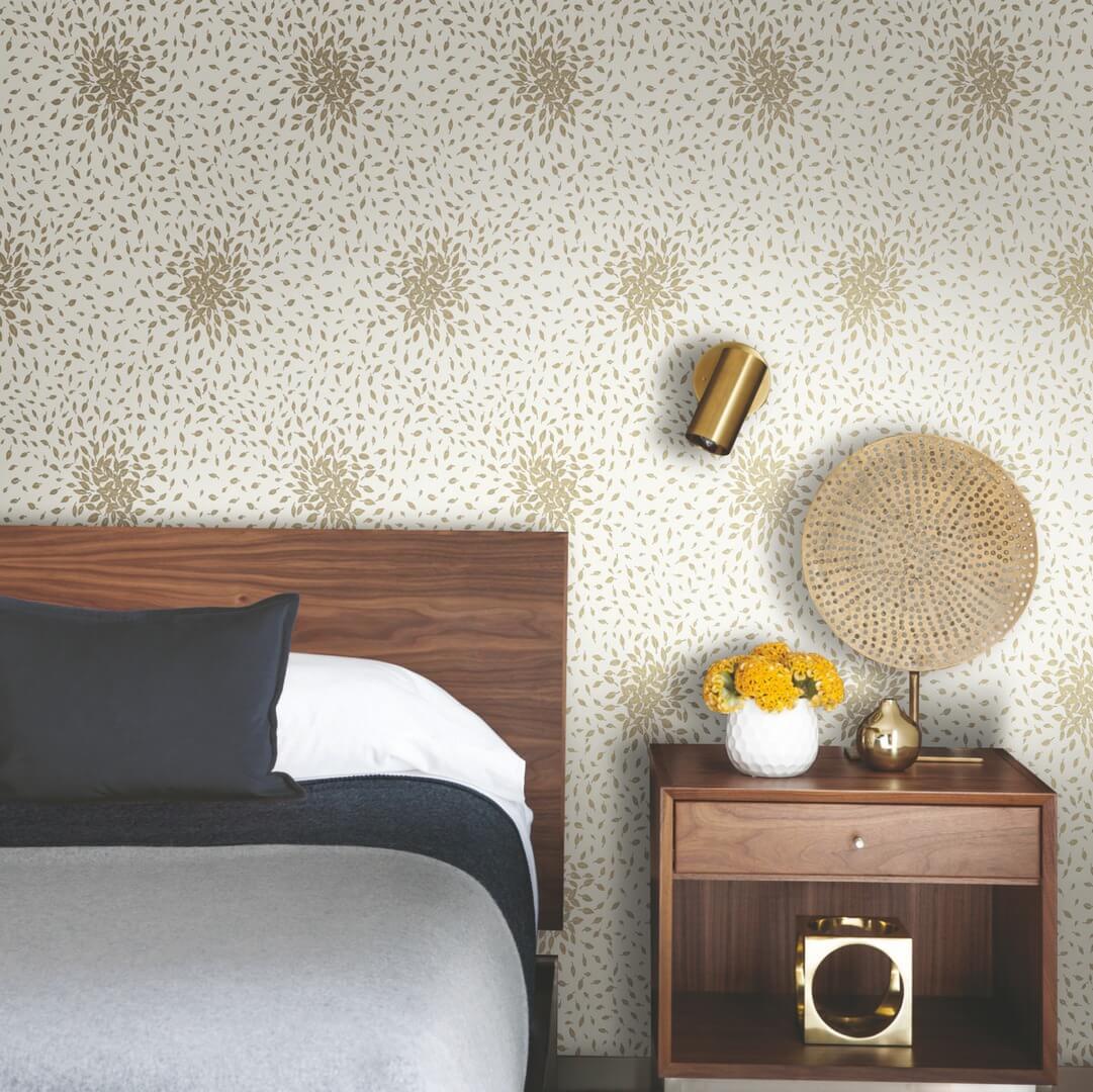 Tapeta drobne liście York Wallcoverings MD7103 Petite Leaves Modern Metals 2