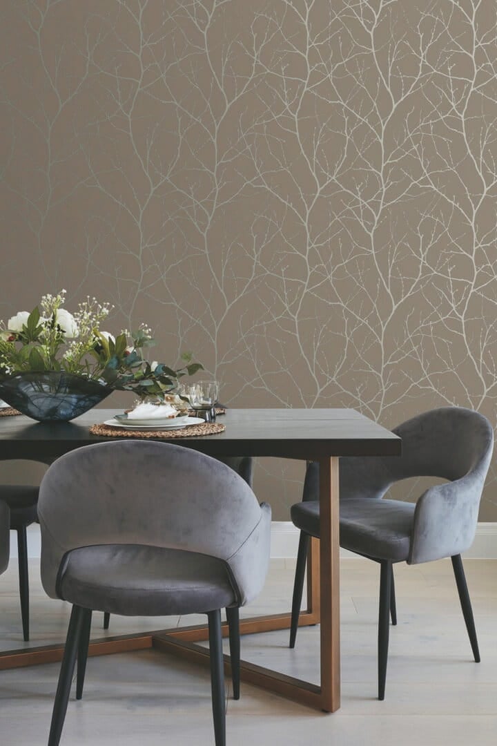 Tapeta gałązki York Wallcoverings MD7121 Trees Silhouette Modern Metals 2