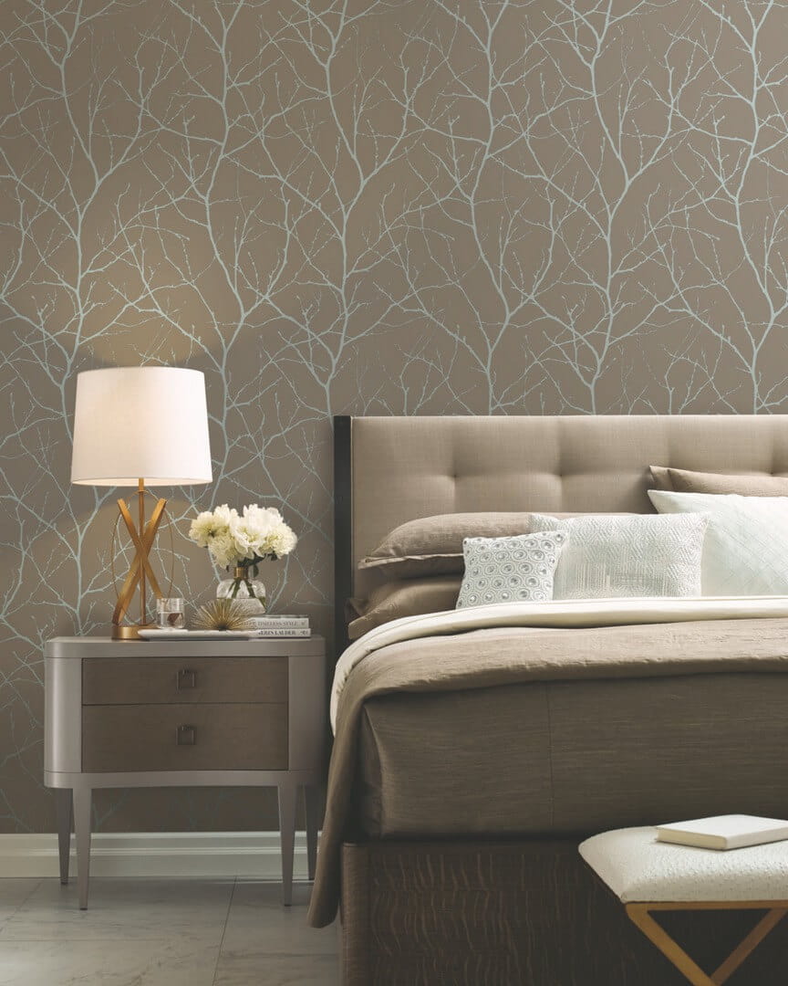 Tapeta gałązki York Wallcoverings MD7121 Trees Silhouette Modern Metals 2