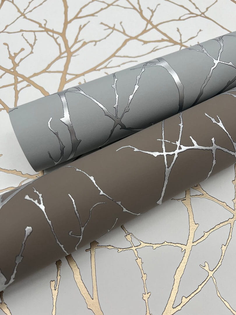 Tapeta gałązki York Wallcoverings MD7121 Trees Silhouette Modern Metals 2