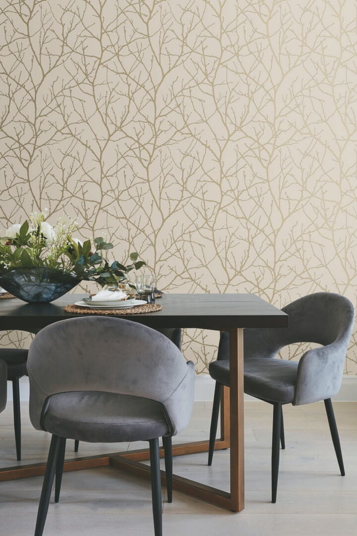 Tapeta gałązki York Wallcoverings MD7122 Trees Silhouette Modern Metals 2