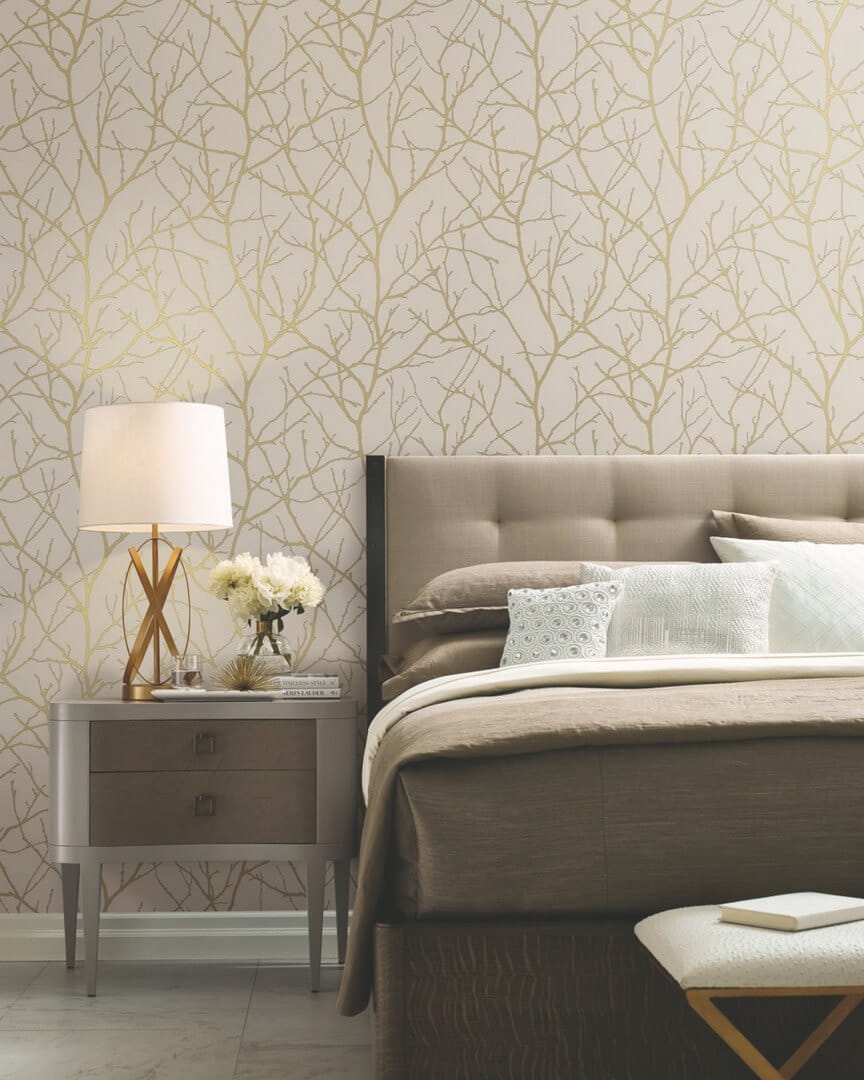 Tapeta gałązki York Wallcoverings MD7122 Trees Silhouette Modern Metals 2