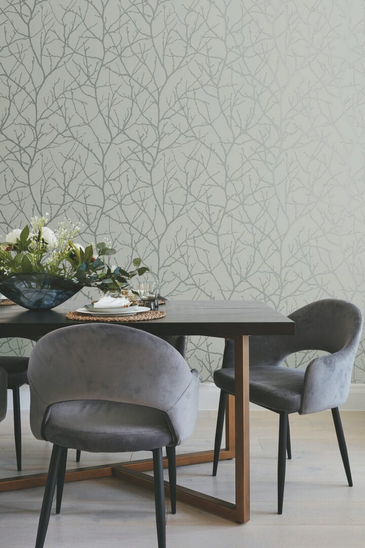 Tapeta gałązki York Wallcoverings MD7123 Trees Silhouette Modern Metals 2