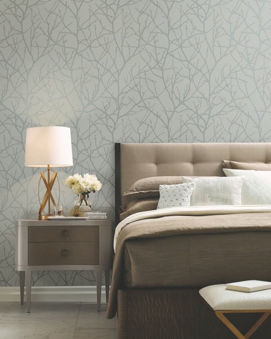 Tapeta gałązki York Wallcoverings MD7123 Trees Silhouette Modern Metals 2