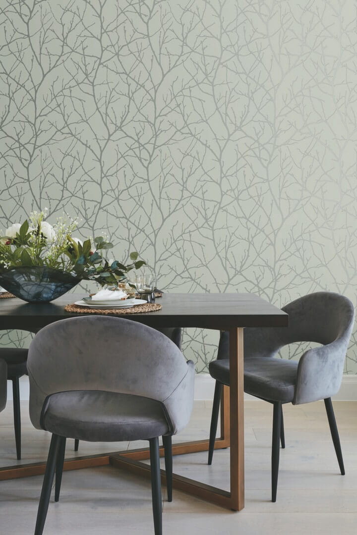 Tapeta gałązki York Wallcoverings MD7124 Trees Silhouette Modern Metals 2
