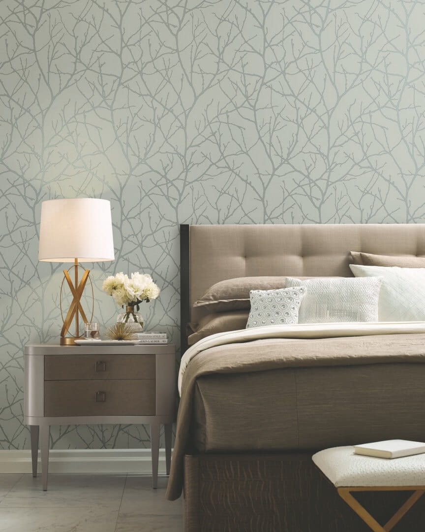 Tapeta gałązki York Wallcoverings MD7124 Trees Silhouette Modern Metals 2