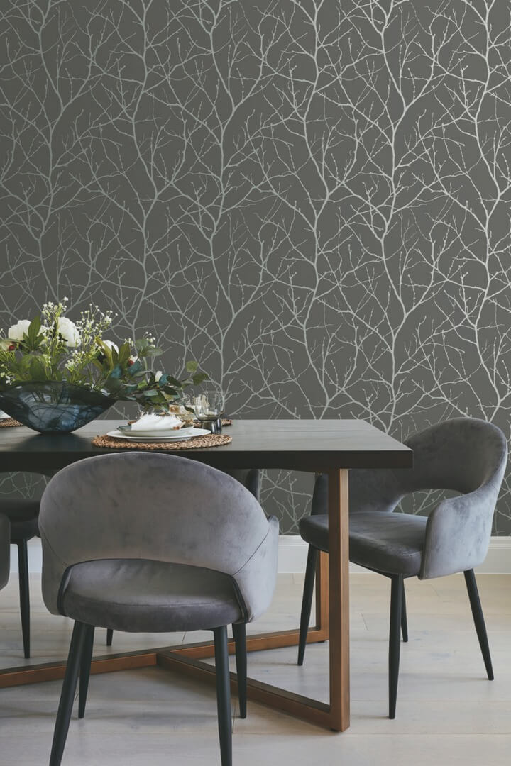 Tapeta gałązki York Wallcoverings MD7125 Trees Silhouette Modern Metals 2