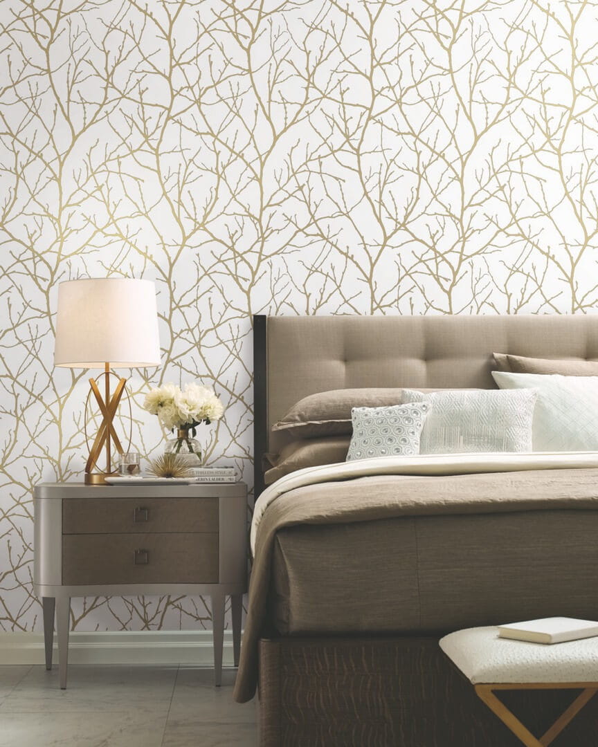 Tapeta gałązki York Wallcoverings MD7126 Trees Silhouette Modern Metals 2