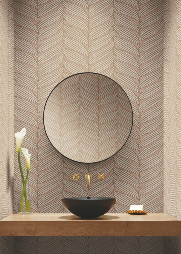 Tapeta stylizowane liście York Wallcoverings MD7161 Luninous Leaves Modern Metals 2