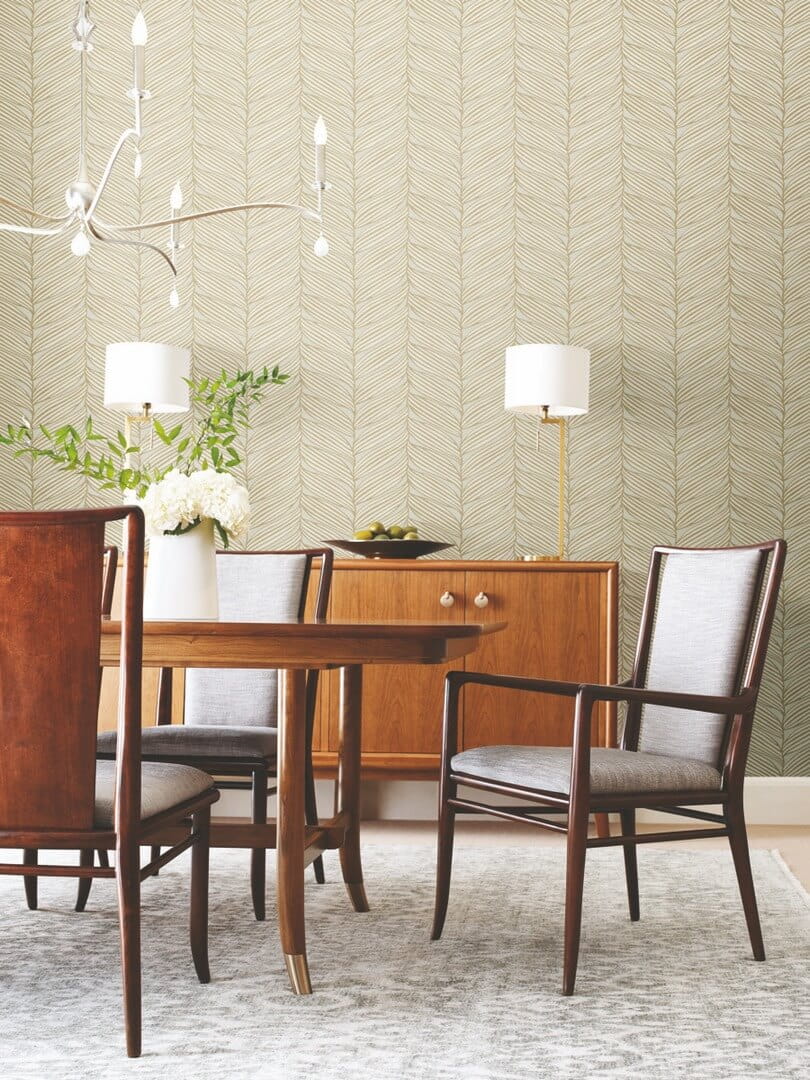 Tapeta stylizowane liście York Wallcoverings MD7162 Luninous Leaves Modern Metals 2