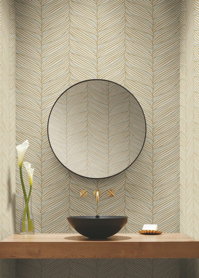 Tapeta stylizowane liście York Wallcoverings MD7162 Luninous Leaves Modern Metals 2