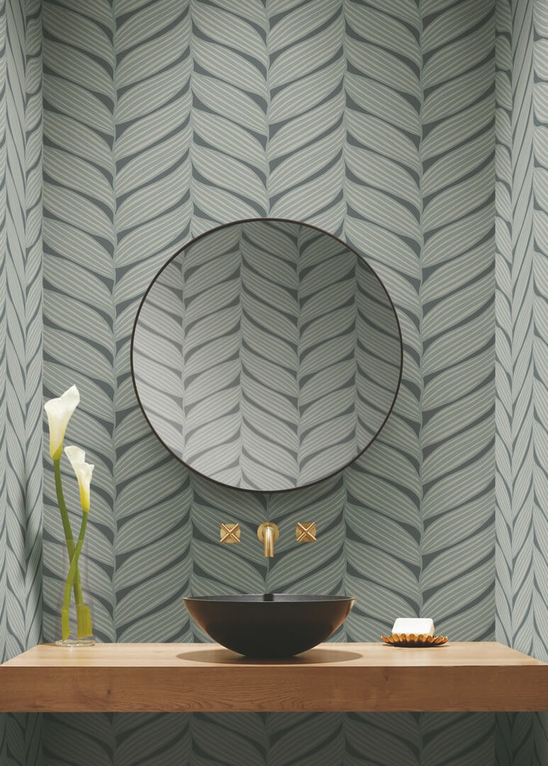 Tapeta stylizowane liście York Wallcoverings MD7163 Luninous Leaves Modern Metals 2