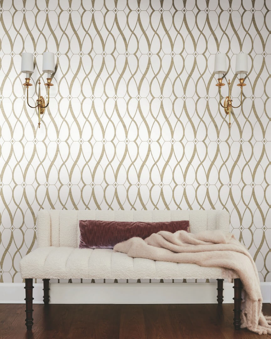 Tapeta treliaż York Wallcoverings MD7171 Graceful Geo Modern Metals 2