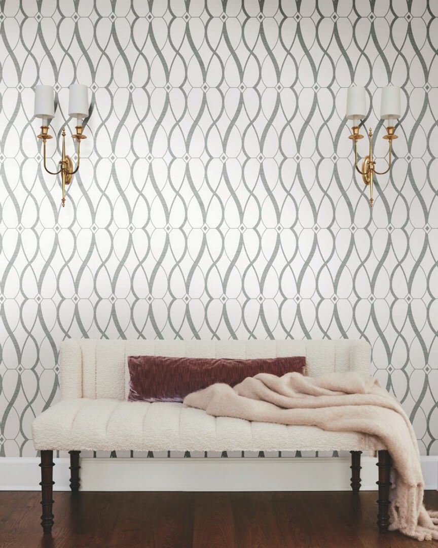 Tapeta treliaż York Wallcoverings MD7173 Graceful Geo Modern Metals 2