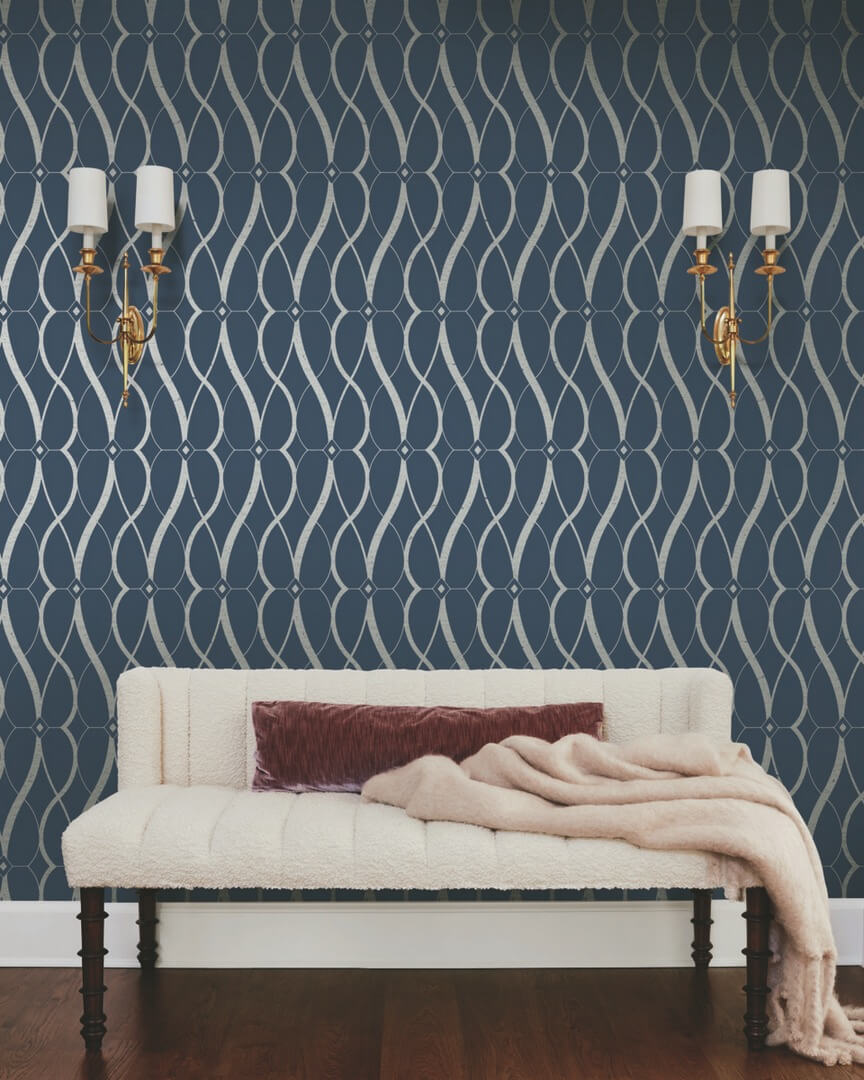 Tapeta treliaż York Wallcoverings MD7174 Graceful Geo Modern Metals 2