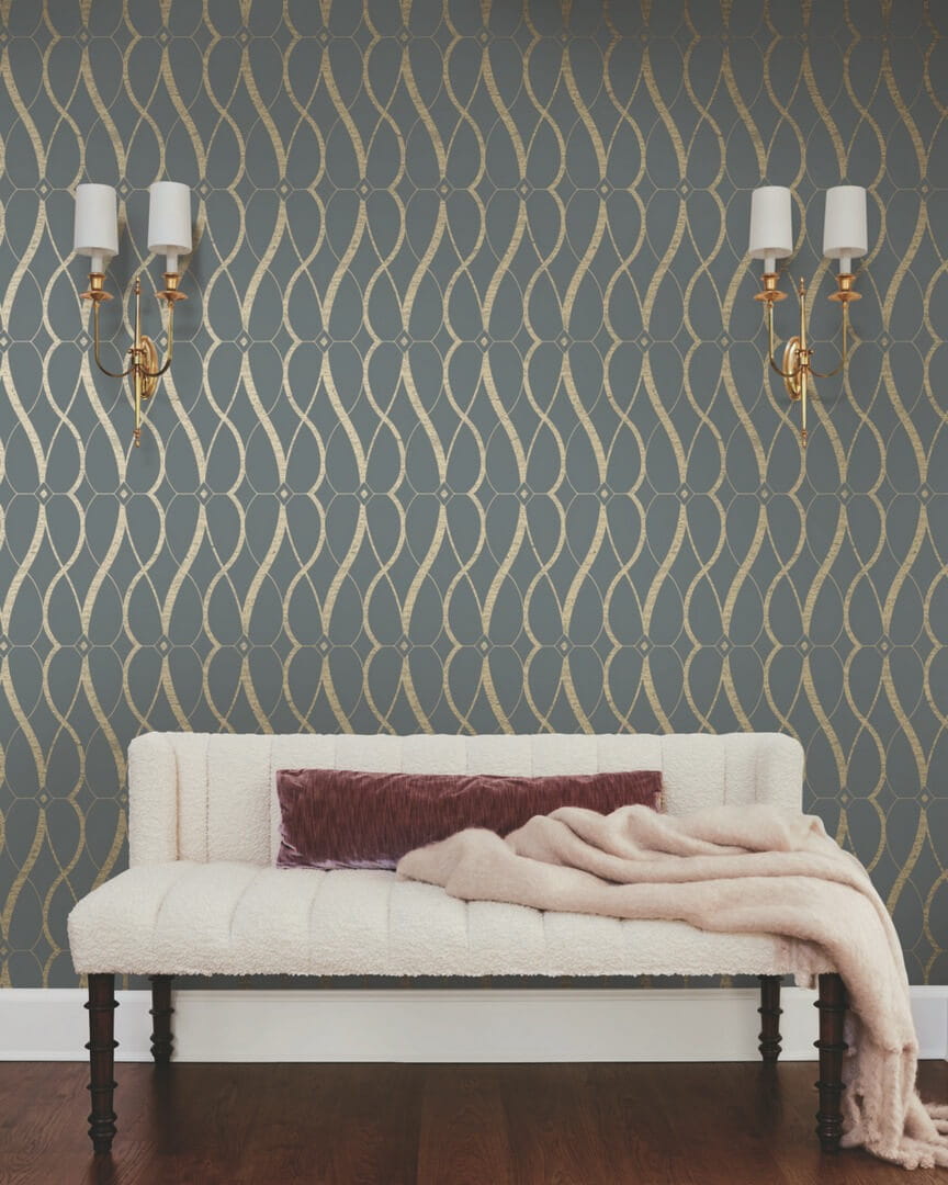 Tapeta treliaż York Wallcoverings MD7176 Graceful Geo Modern Metals 2