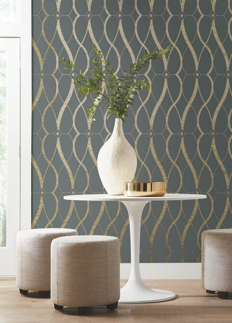 Tapeta treliaż York Wallcoverings MD7176 Graceful Geo Modern Metals 2