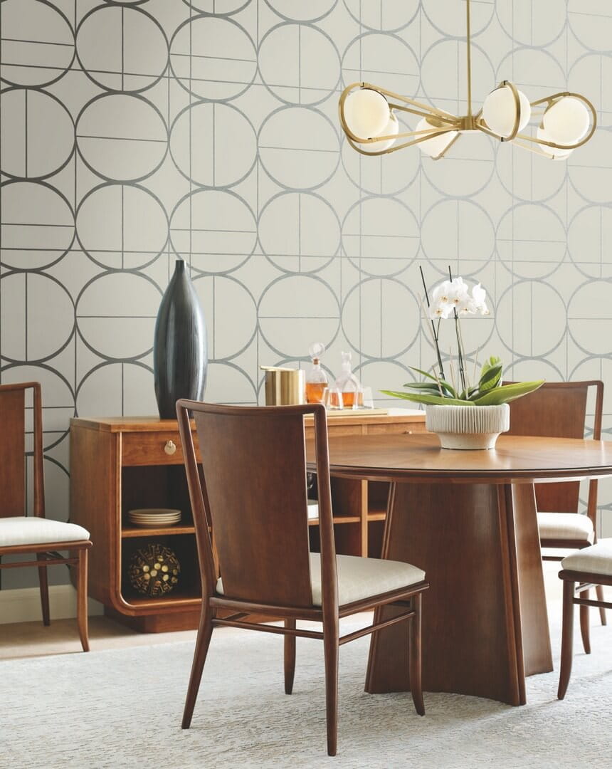 Tapeta okręgi w stylu Art Deco York Wallcoverings MD7201 Sun Circles Modern Metals 2