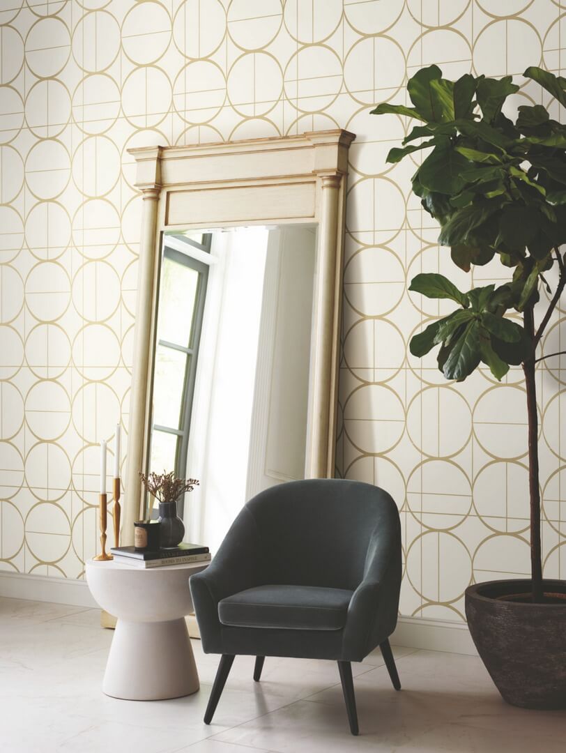 Tapeta okręgi w stylu Art Deco York Wallcoverings MD7202 Sun Circles Modern Metals 2