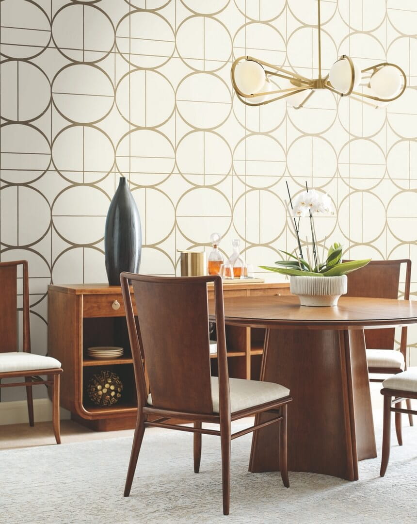 Tapeta okręgi w stylu Art Deco York Wallcoverings MD7202 Sun Circles Modern Metals 2