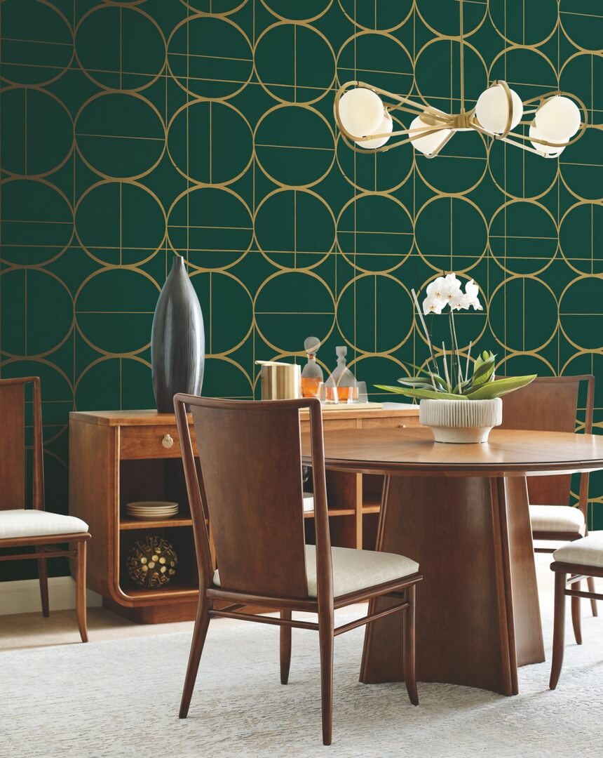 Tapeta okręgi w stylu Art Deco York Wallcoverings MD7203 Sun Circles Modern Metals 2