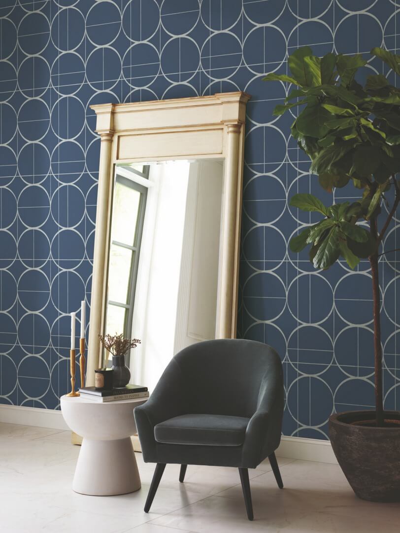 Tapeta okręgi w stylu Art Deco York Wallcoverings MD7204 Sun Circles Modern Metals 2