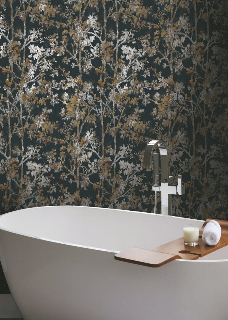 Tapeta roślinna York Wallcoverings NW3580 Shimmering Foliage Modern Metals 2