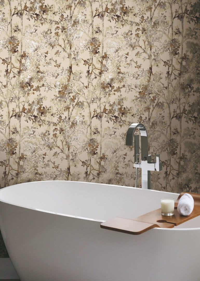 Tapeta roślinna York Wallcoverings NW3584 Shimmering Foliage Modern Metals 2