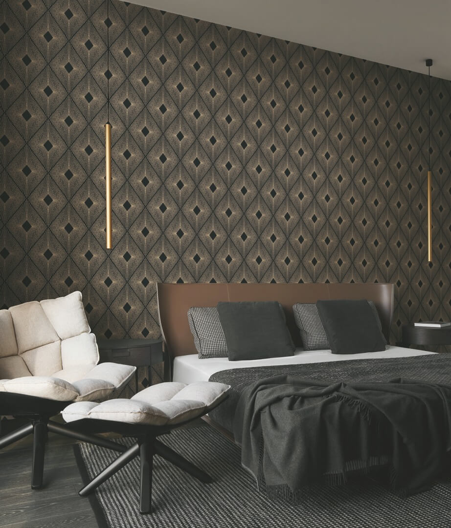 Tapeta romby w stylu Art Deco York Wallcoverings NW3593 Harlowe Modern Metals 2