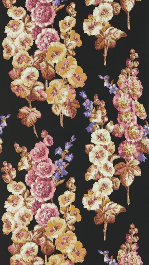 Tapeta kwiaty vintage Sanderson 217032 Hollyhocks One Sixty