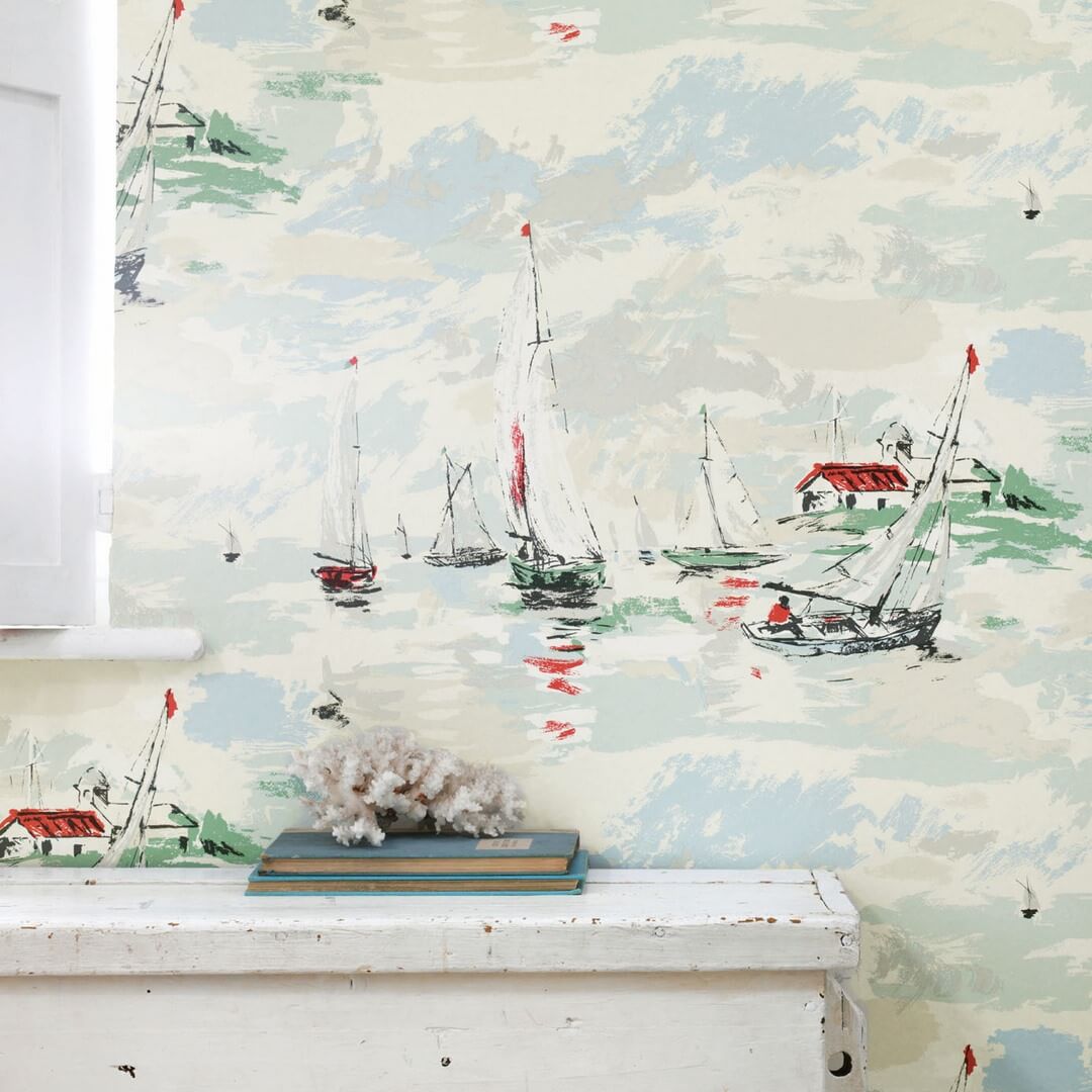 Tapeta żaglówki Sanderson 214588 Sail Away One Sixty
