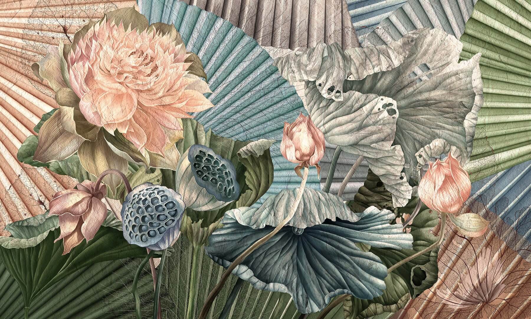 Fototapeta kwiaty i wachlarze Wonderwall Tiffani 35079008