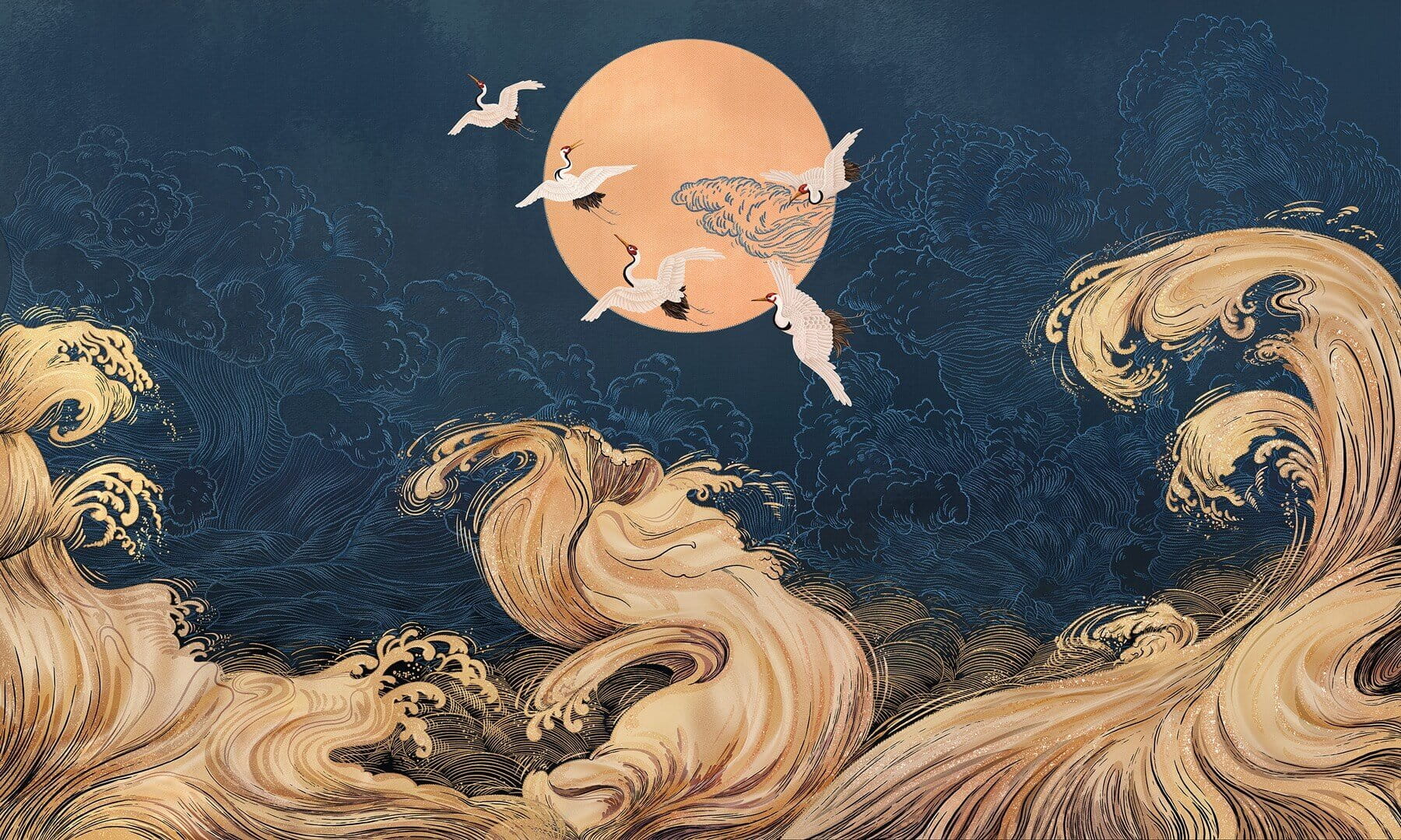 Fototapeta morze i żurawie Wonderwall Lucent 35055200