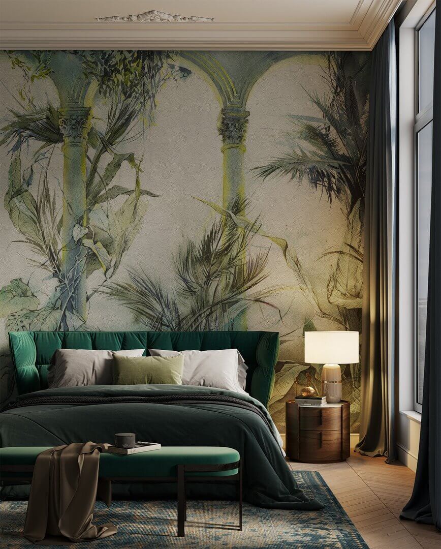 Fototapeta egzotyczne rośliny i starożytne kolumny Wonderwall Marmari 35055608