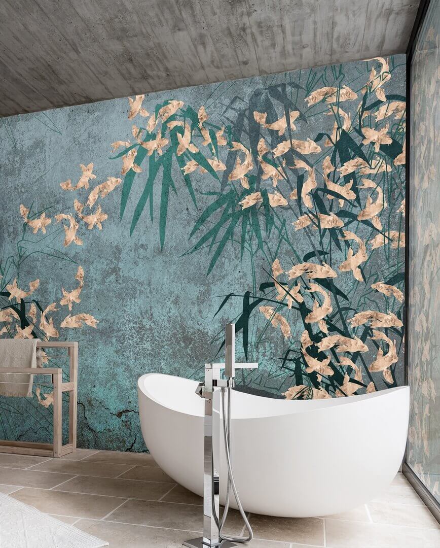 Fototapeta ryby i bambusowe liście Wonderwall Asagi 35042703