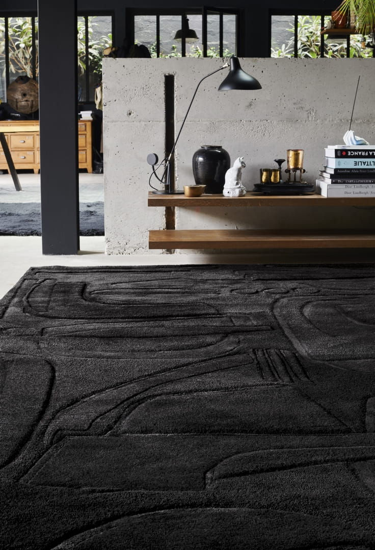 Dywan czarny w linie DEEP Noir Toulemonde Bochart