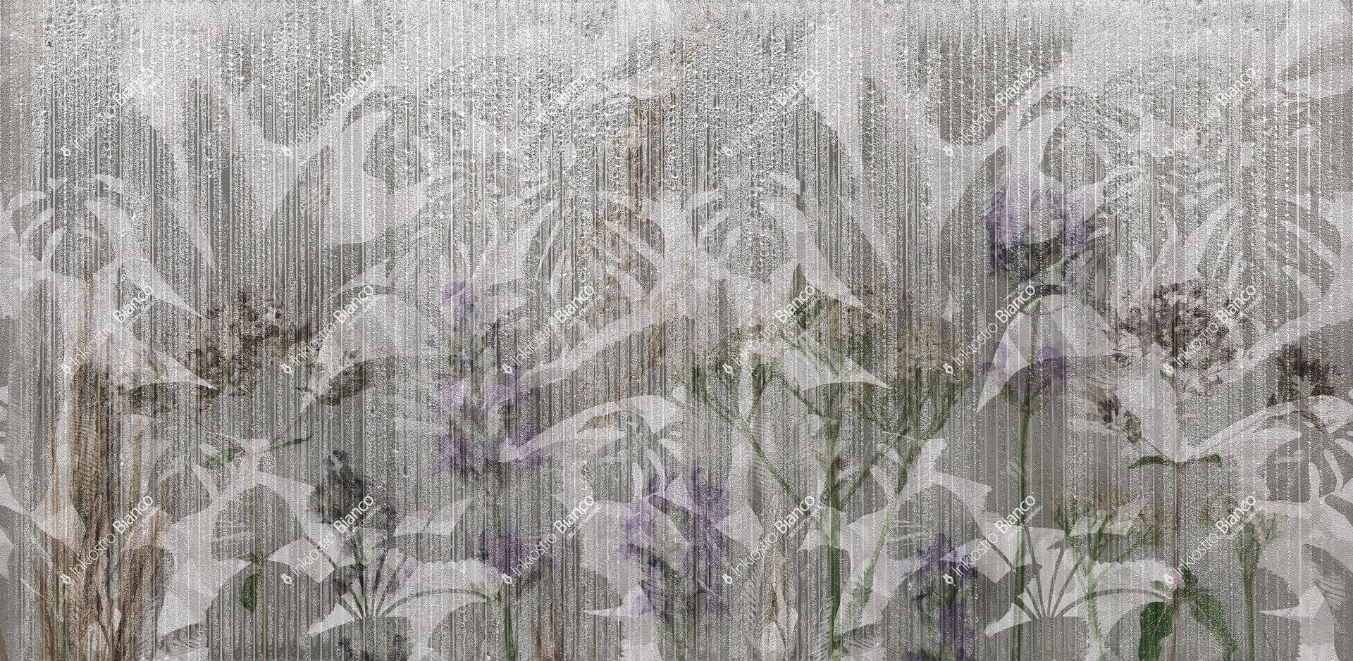 Fototapeta tropikalne kwiaty i liście Inkiostro Bianco RAIN INKOOIC2302 Flow