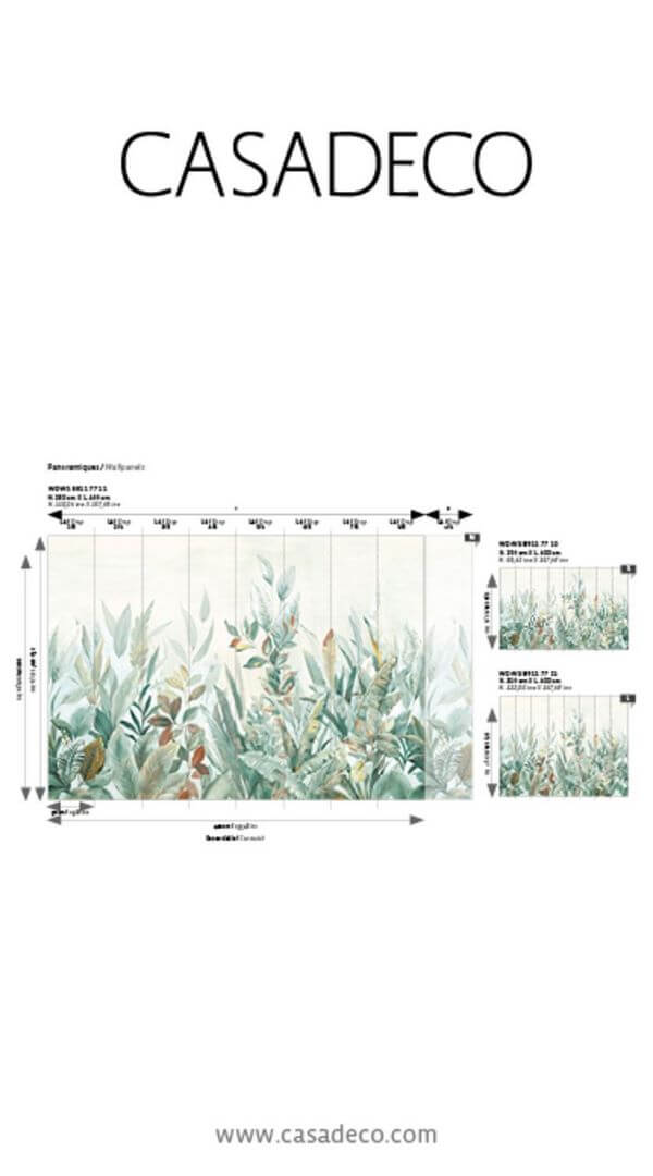 Mural akwarelowe liście Casadeco WDWS 89117711 M Nature Sauvage WonderWalls